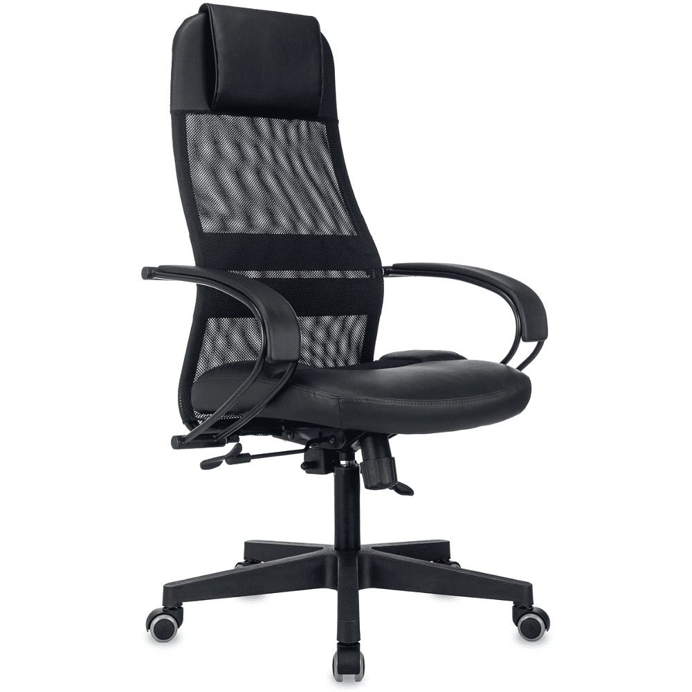 Компьютерное кресло "Бюрократ CH-NOVA LUX", сетка, экокожа, пластик, черный