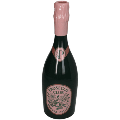 Ваза керамическая "Prosecco Bottle", 9.8х9.8х21 см, темно-зеленый, розовый