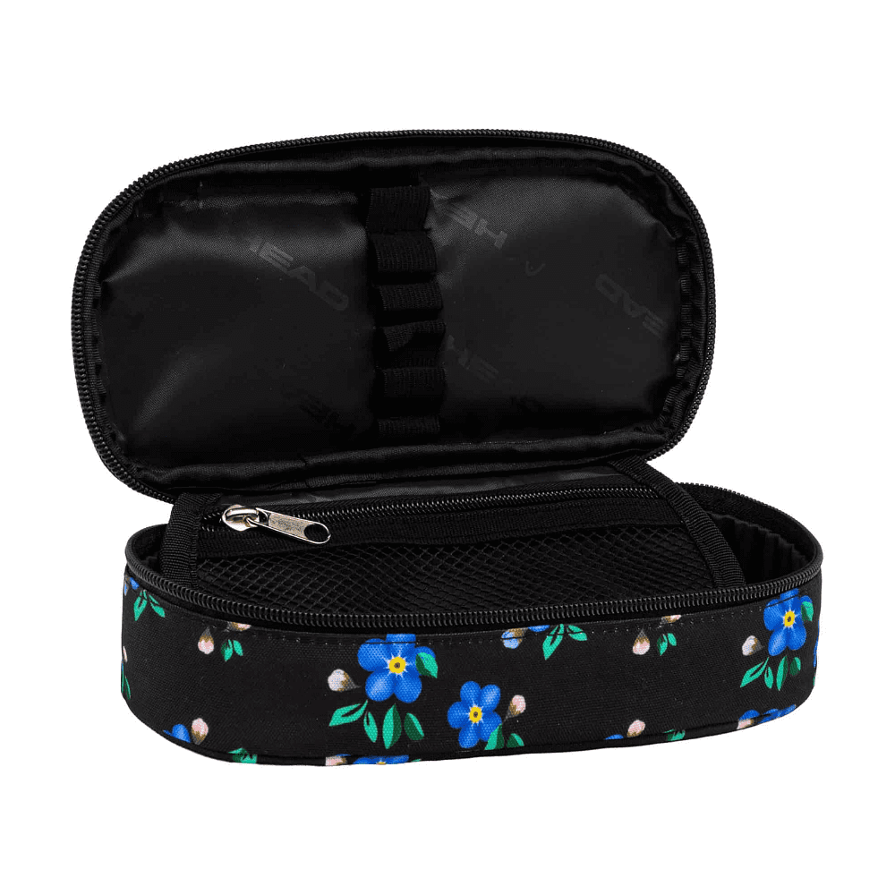 Пенал "Blue Flowers", 1 отделение, черный - 2