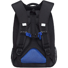 Рюкзак школьный "Greezly", с карманом для ноутбука, черный, синий