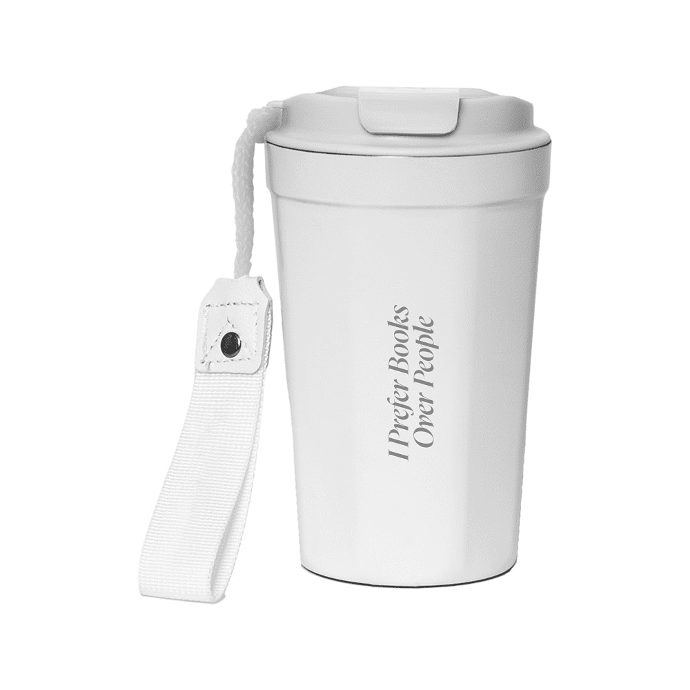 Кружка термическая "I prefer books over people", металл, 400 мл, белый