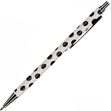 Ручка шариковая автоматическая "Felicita Black&White. Горошек", 0.7 мм, белый, черный, стерж. синий