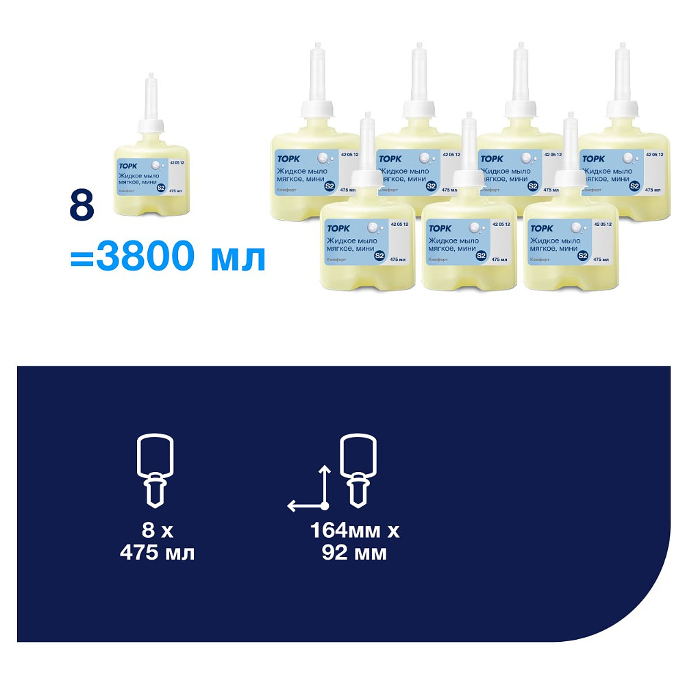 Мыло жидкое TORK Комфорт S2 мини, 475 мл, мягкое (420512) - 4