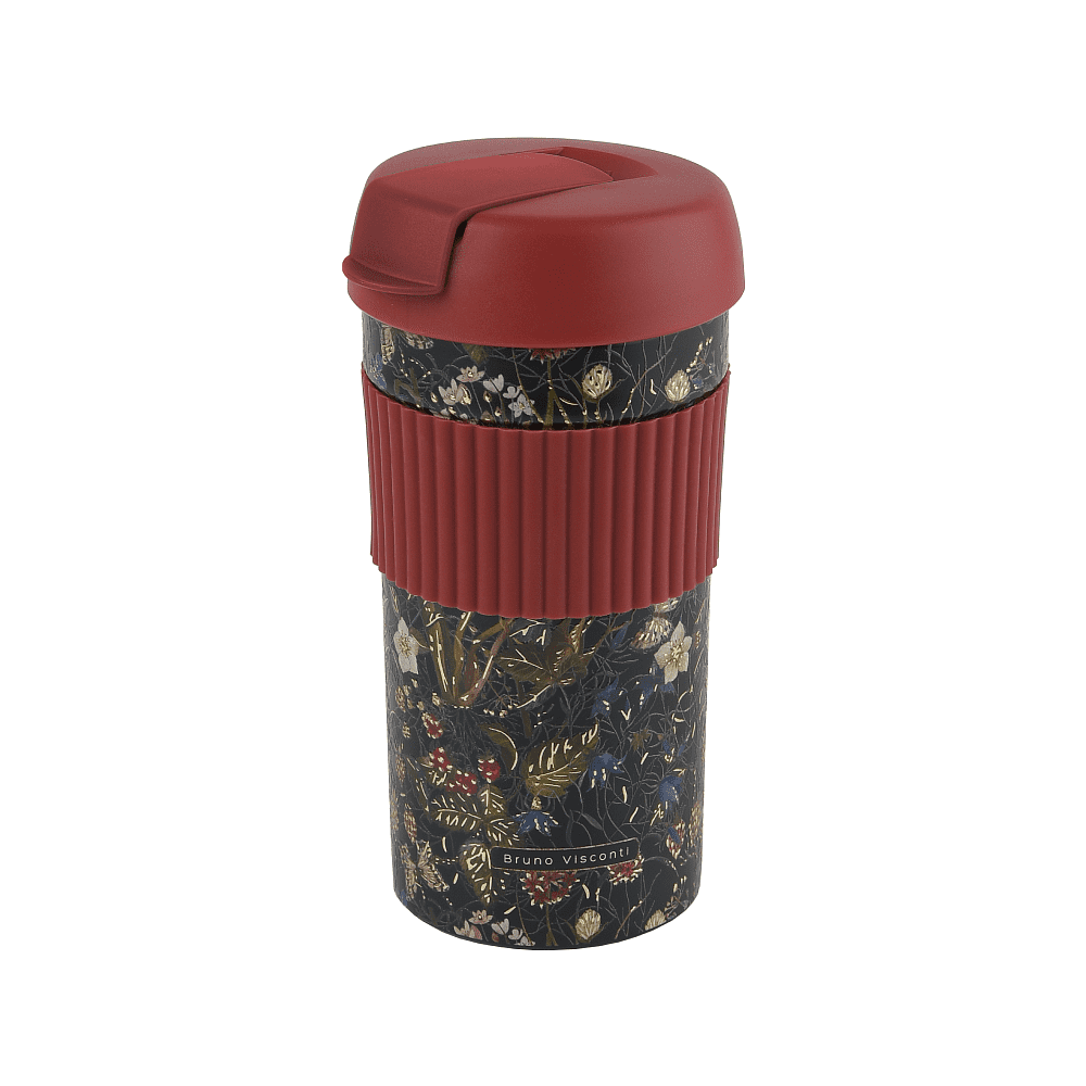 Кружка термическая "Flora. Лесные ягоды", металл, 500 мл, черный, красный