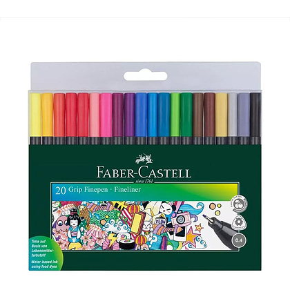 Ручка капиллярная "Faber-Castell Grip", 0.4 мм, 20 шт.