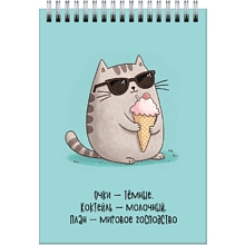 Блокнот "Мурчаши.2", A6, 60 листов, клетка, голубой