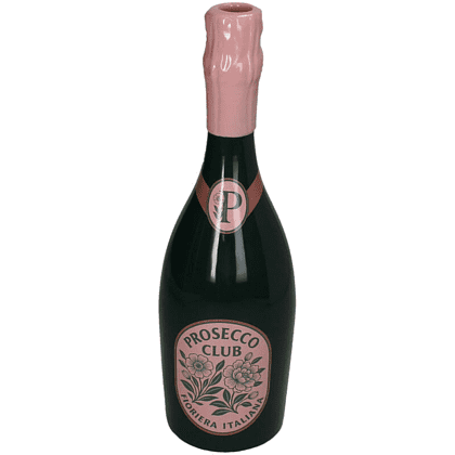 Ваза керамическая "Prosecco Bottle", 9.8х9.8х21 см, темно-зеленый, розовый