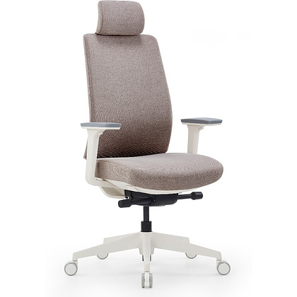 Кресло компьютерное SitZone CH-K55A-BS, ткань, бежевый, пластик, корпус белый