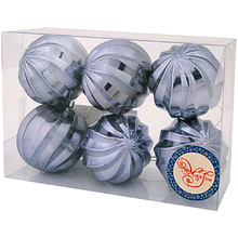 Шар елочный "Спираль", 6 шт, пыльно-фиолетовый