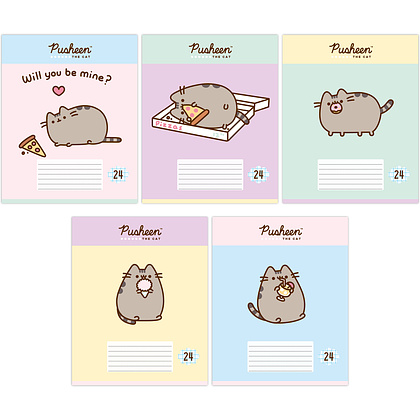 Тетрадь "Pusheen", А5, 24 листов, клетка, ассорти