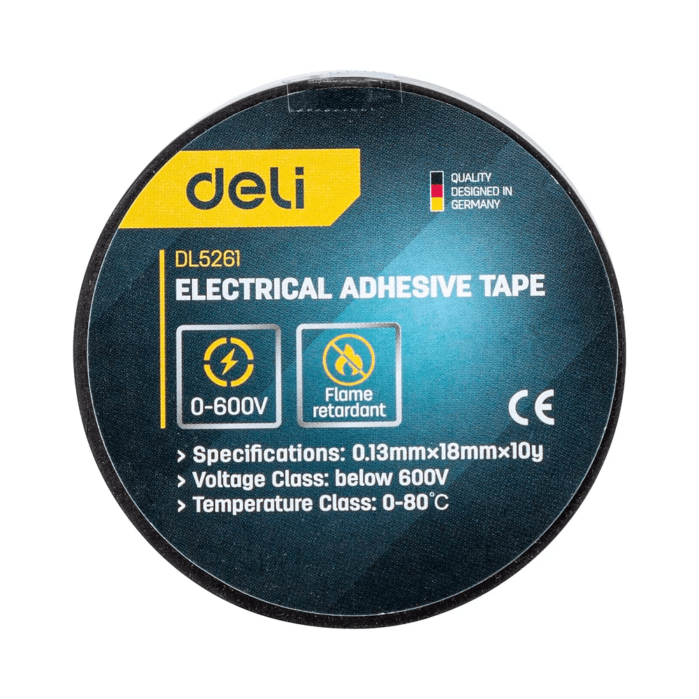 Изолента ПВХ Deli YS EDL5261, 18 мм x 10 м, 130 мкм, черная - 5 Изолента ПВХ Deli YS EDL5261, 18 мм x 10 м, 130 мкм, черная - 5