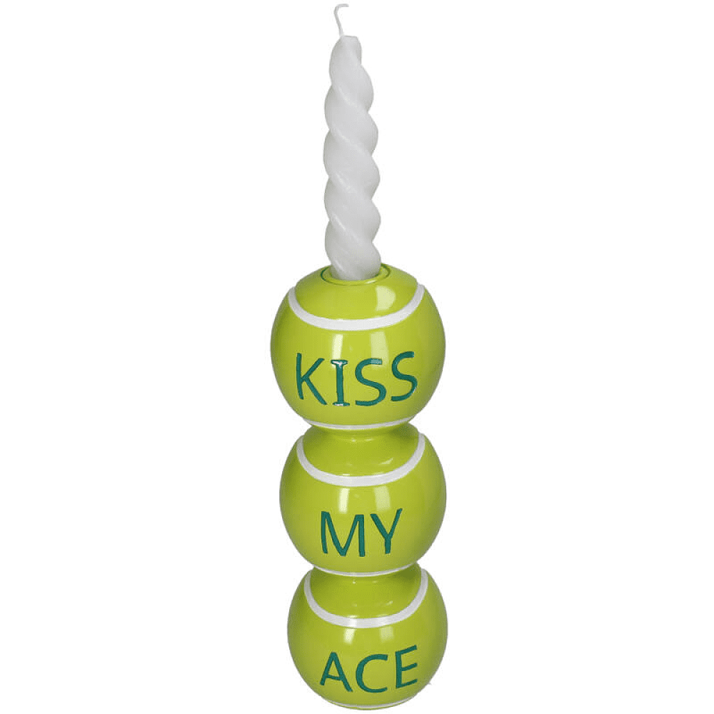 Подсвечник "Kiss My Ace", 8x8x23 см, желтый, белый - 2