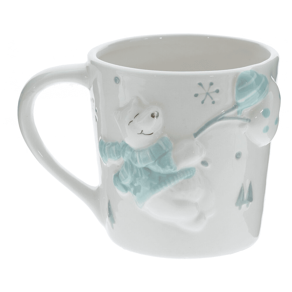 Кружка керамическая "Белый медведь", 400 мл, белый, голубой - 2