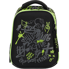 Рюкзак школьный "First Active Stylen", черный, зеленый