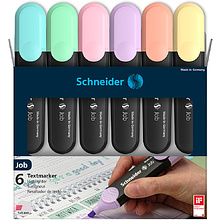 Набор маркеров текстовых "Schneider Job", 6 шт, пастельное ассорти