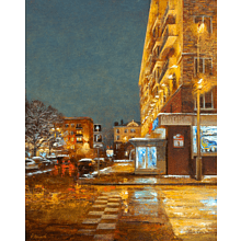 Скетчбук "Ольга Шкарубо. Вечер на улице Калинина", 80 листов, нелинованный, желтый