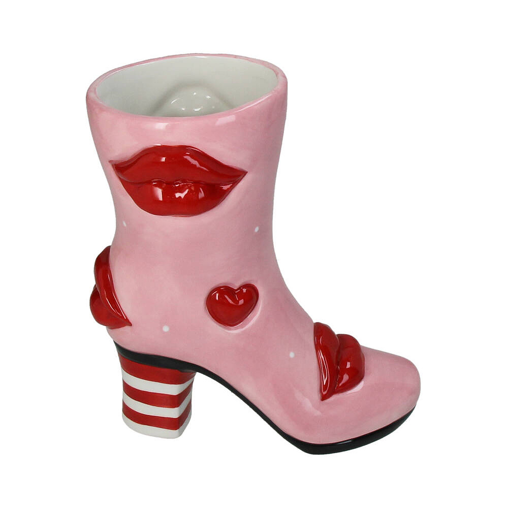 Ваза керамическая "Boot Lips", 19,5x8,5x23 см, розовый, красный