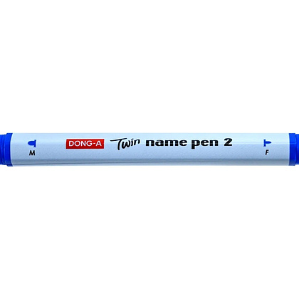 Маркер перманентный "Twin Name Pen", двусторонний, синий - 7