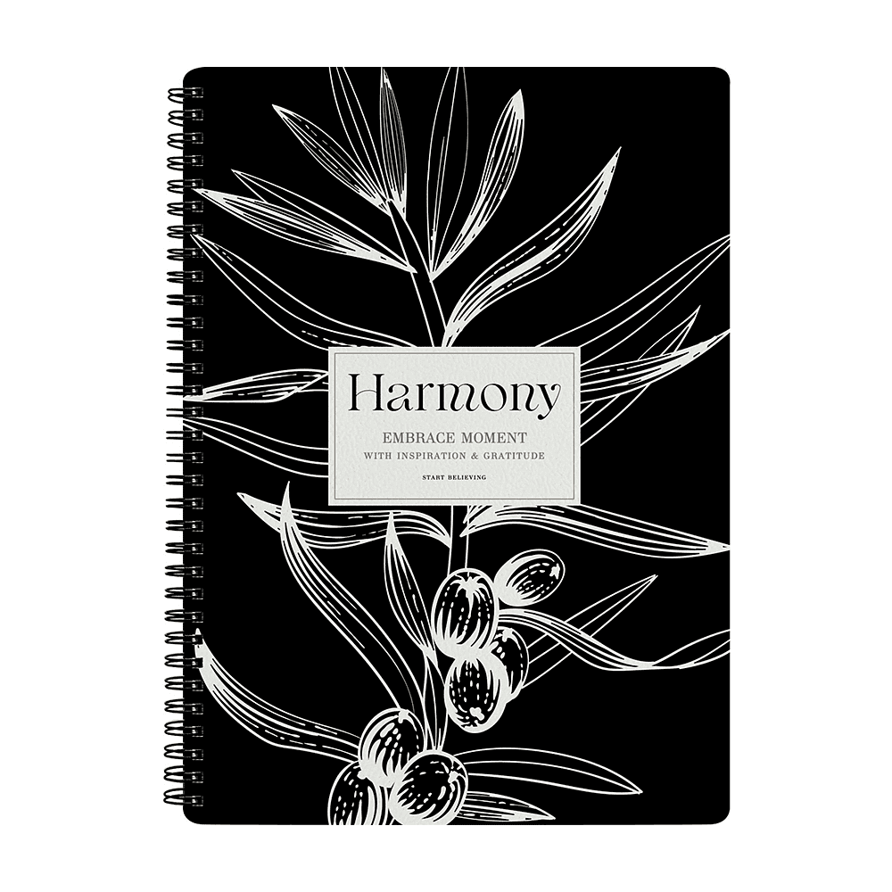 Тетрадь "Harmony ветка на черном", A4, 96 листов, клетка, спираль сбоку, черный