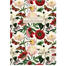 Блок бумаги для рисования "Flora. Пионы", А4, 160 г/м2, 20 листов