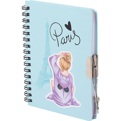 Книга записная "Paris", А6, 60 листов, линейка, голубой, розовый