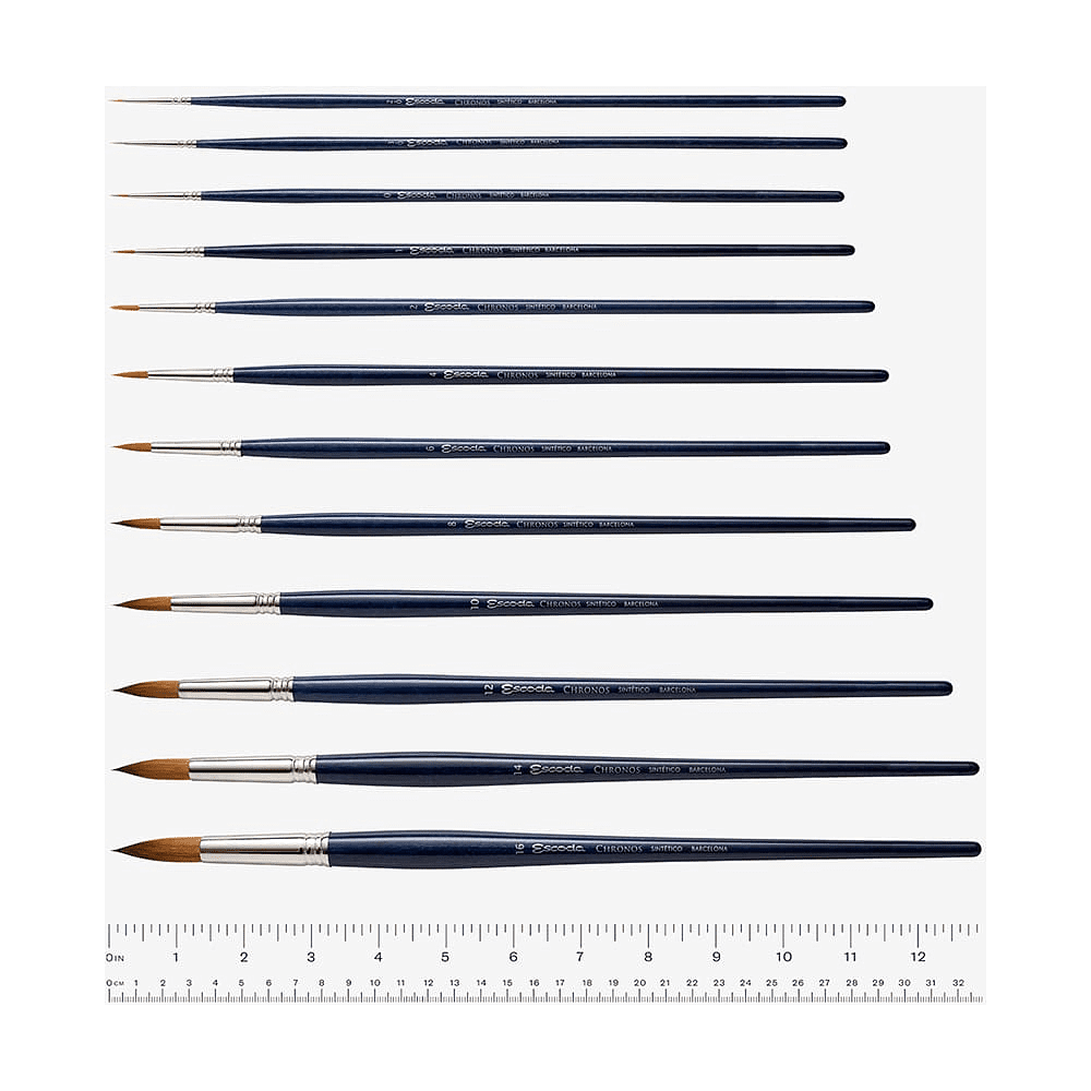 Кисть "Escoda Chronos", микс, круглая, на короткой ручке, № 0 - 3