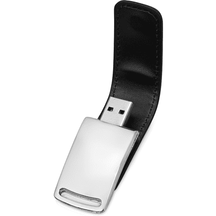 USB Flash 2.0 16 Gb VDL-014, метал, кож.зам., черный  - 3