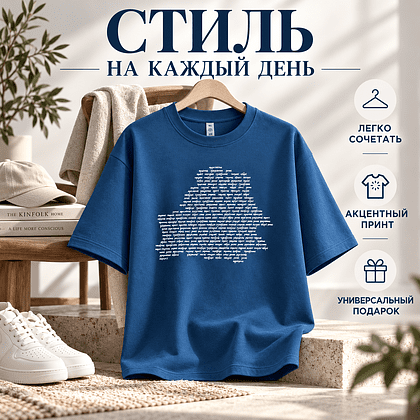 Футболка унисекс "Libra. Гісторыя роднай зямлі", XS-S, х/б, оверсайз, джинсовый - 3