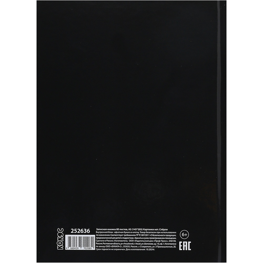 Книга записная "Картинки нет", А5, 145x205 мм, 80 листов, в клетку, черный - 3