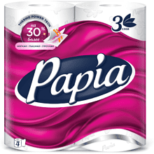 Бумага туалетная  Papia, 16,5м, 3 слоя, 4 рулона, 100% целлюлоза