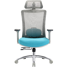 Кресло для руководителя EVOLUTION "ERGO PRIME", ткань, сетка, алюминий, бирюзовый