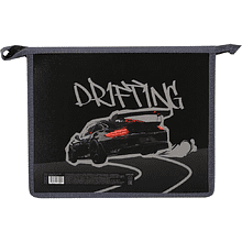 Папка для тетрадей "Drifting car", А5, молния, черный