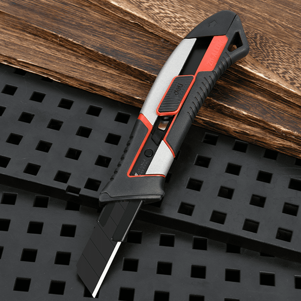 Нож строительный Deli YS DL4254, 18 мм, прорезиненная рукоятка, серебристый, черный - 2