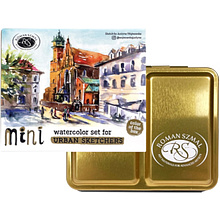 Краски акварельные "Aquarius. Mini Urban Sketcher set", 8 цветов, полукюветы, коробка, золотая