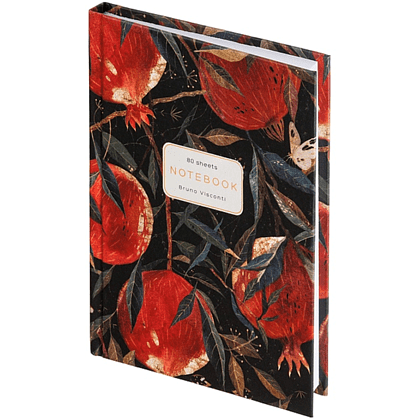 Блокнот "Flora. Гранат", A6, 80 листов, клетка, красный, черный