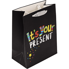 Пакет бумажный подарочный "It’s your present", 18х23х10 см, черный