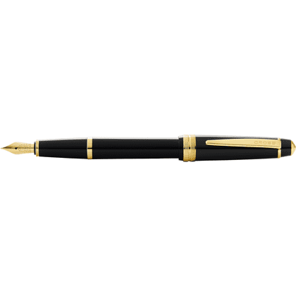 Ручка перьевая F "Bailey Light Polished Black Resin and Gold Tone", черный, золотой - 2