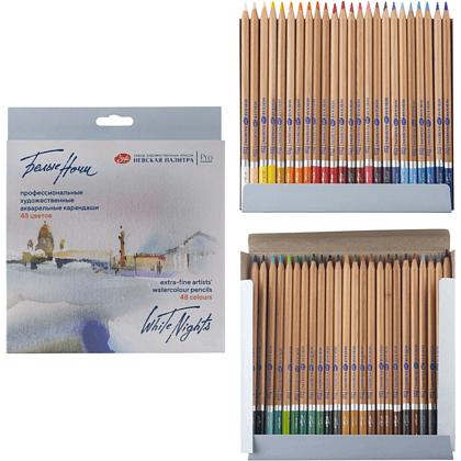 Карандаш акварельный "Белые ночи", набор 48 цветов, картонная коробка