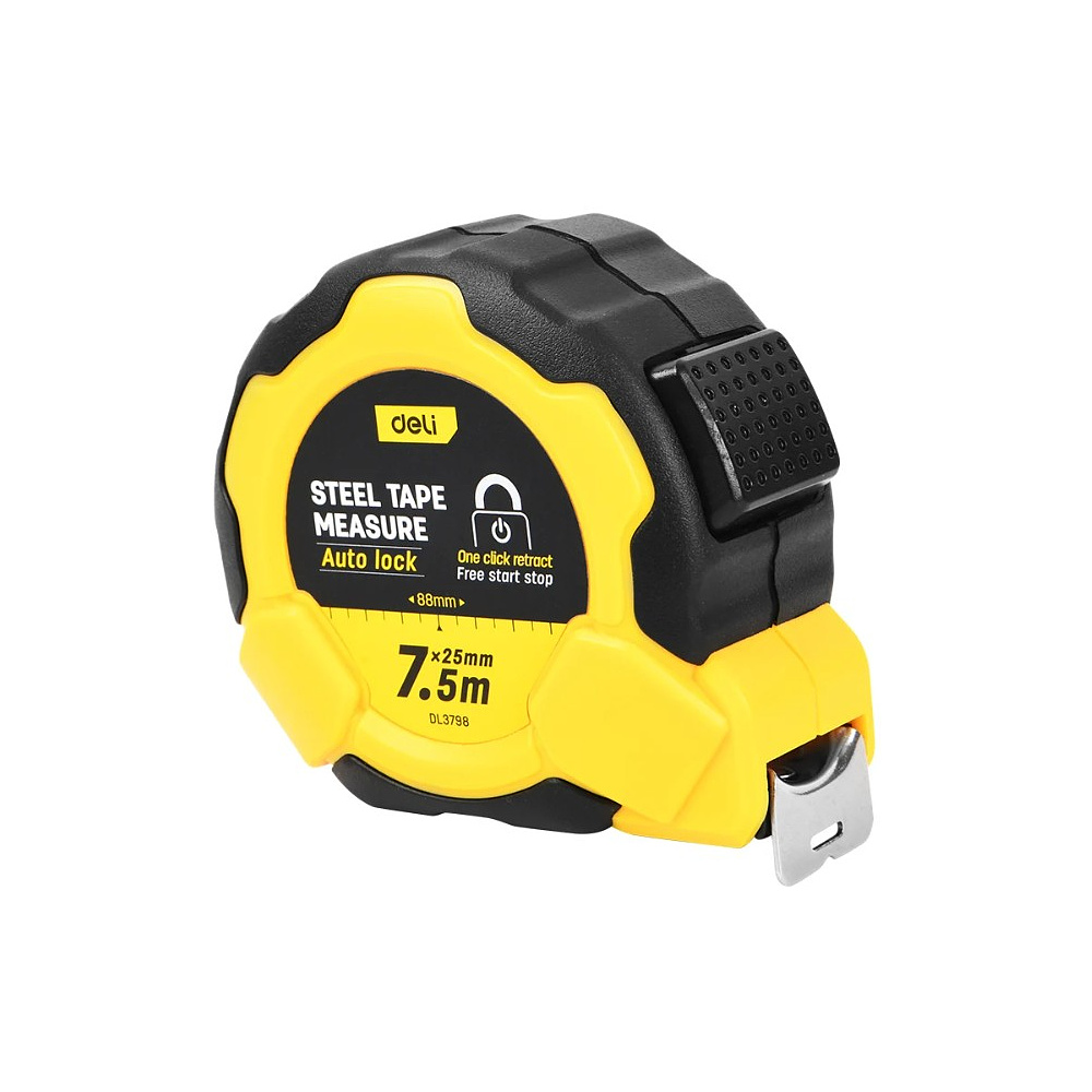 Рулетка Deli YS EDL3796, 7,5 м х 25 мм, желтый, черный