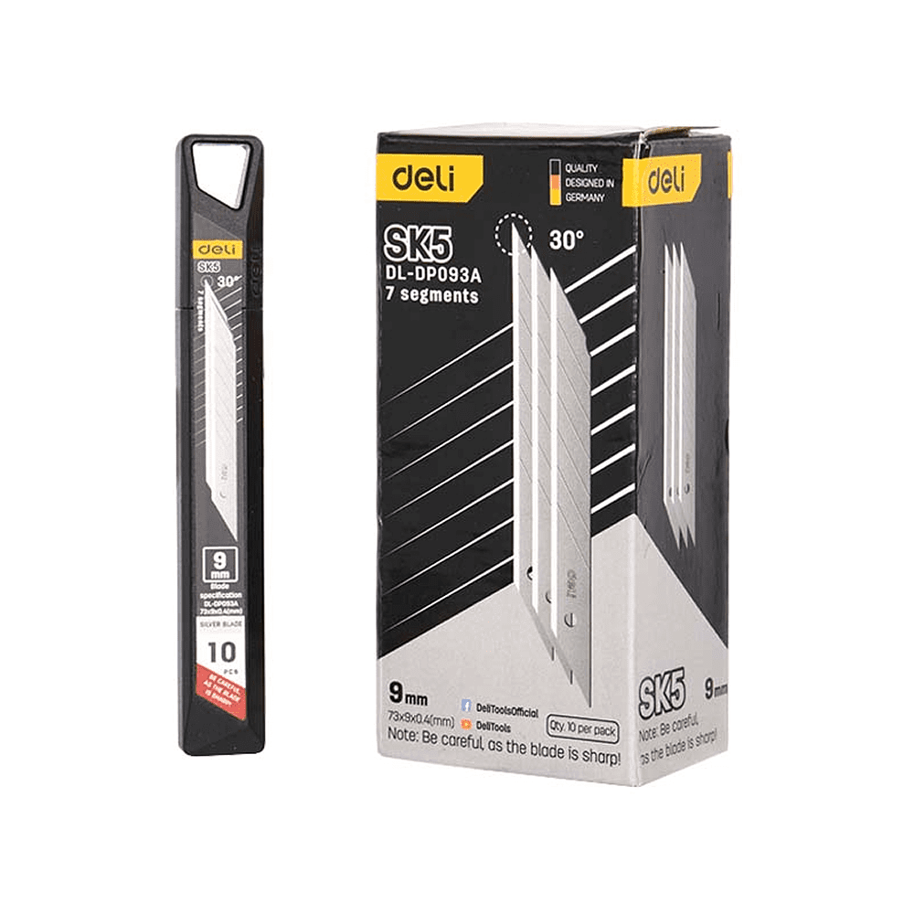 Лезвие для строительного ножа Deli EDL-DP093A, 9 мм, 10 шт.