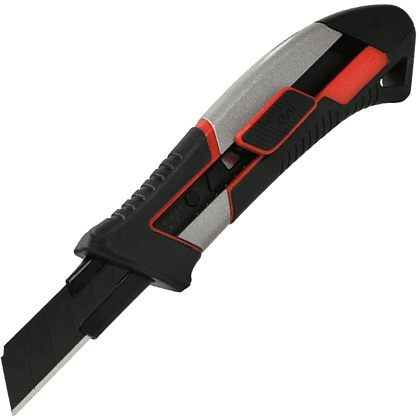 Нож строительный Deli YS DL4254, 18 мм, прорезиненная рукоятка, серебристый, черный