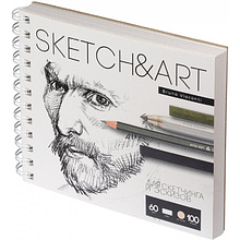 Скетчбук "Sketch&Art", 18x15.5 см, 60 г/м2, 100 листов