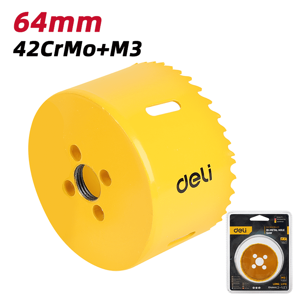 Коронка биметаллическая Deli YS EDH-SKK064-E1, 64 х 38 мм, М14 - 2 Коронка биметаллическая Deli YS EDH-SKK064-E1, 64 х 38 мм, М14 - 2