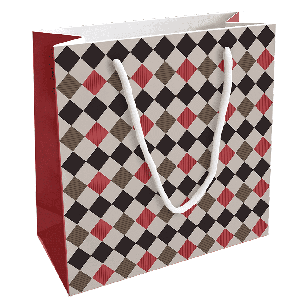 Пакет бумажный подарочный "Cage", 20х20х8 см, красный