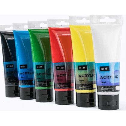 Набор акриловых красок "Himi", 6 цветов, 75 мл - 4
