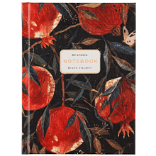 Блокнот "Flora. Гранат", A6, 80 листов, клетка, красный, черный