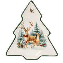 Блюдо керамическое "Олени", 20х23 см, разноцветный