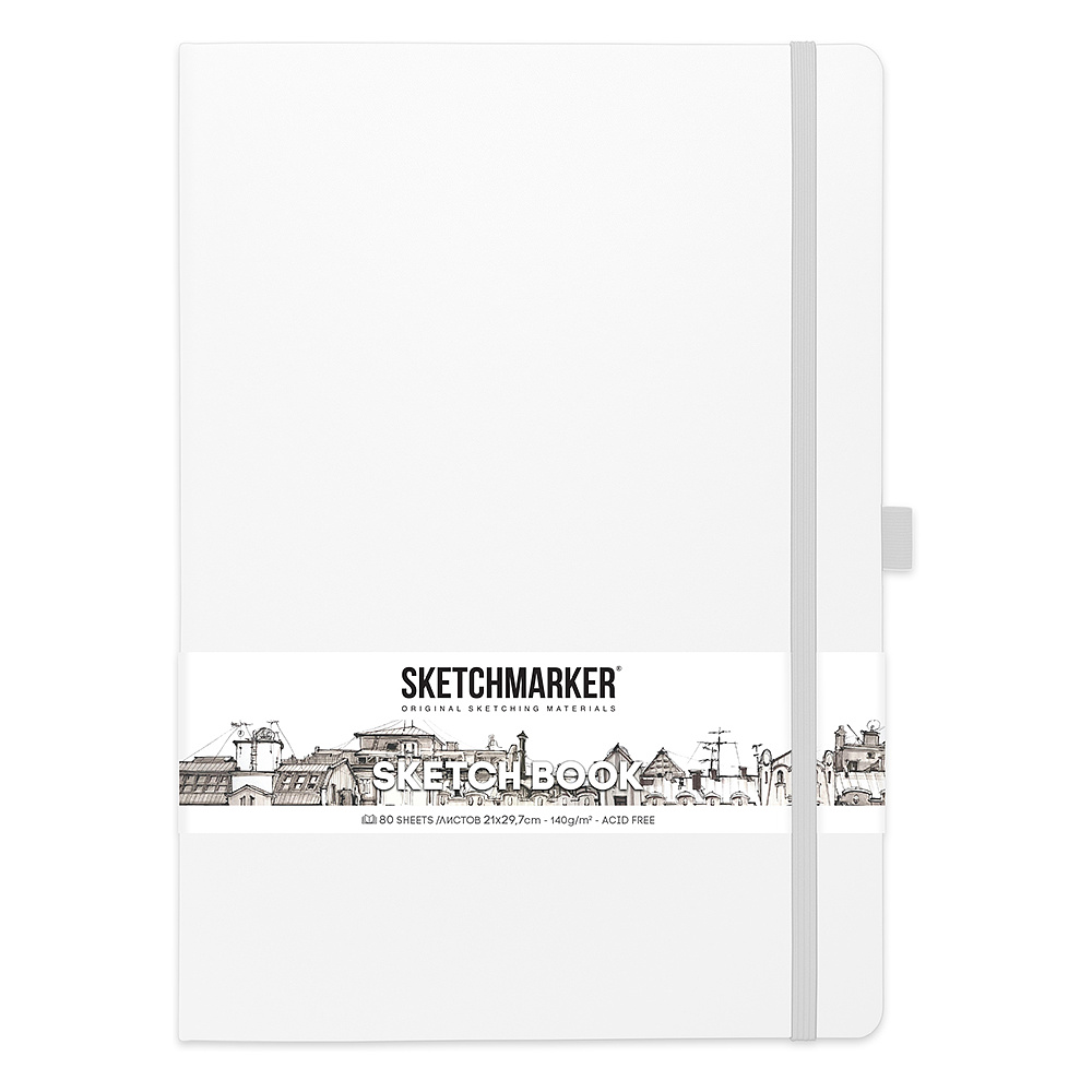 Скетчбук "Sketchmarker", 21x29.7 см, 140 г/м2, 80 листов, белый