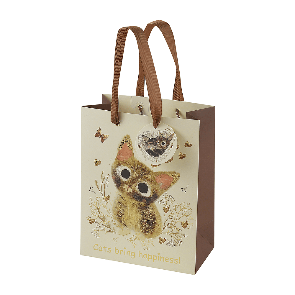 Пакет бумажный подарочный "Love me", 18x23x10 см, бежевый