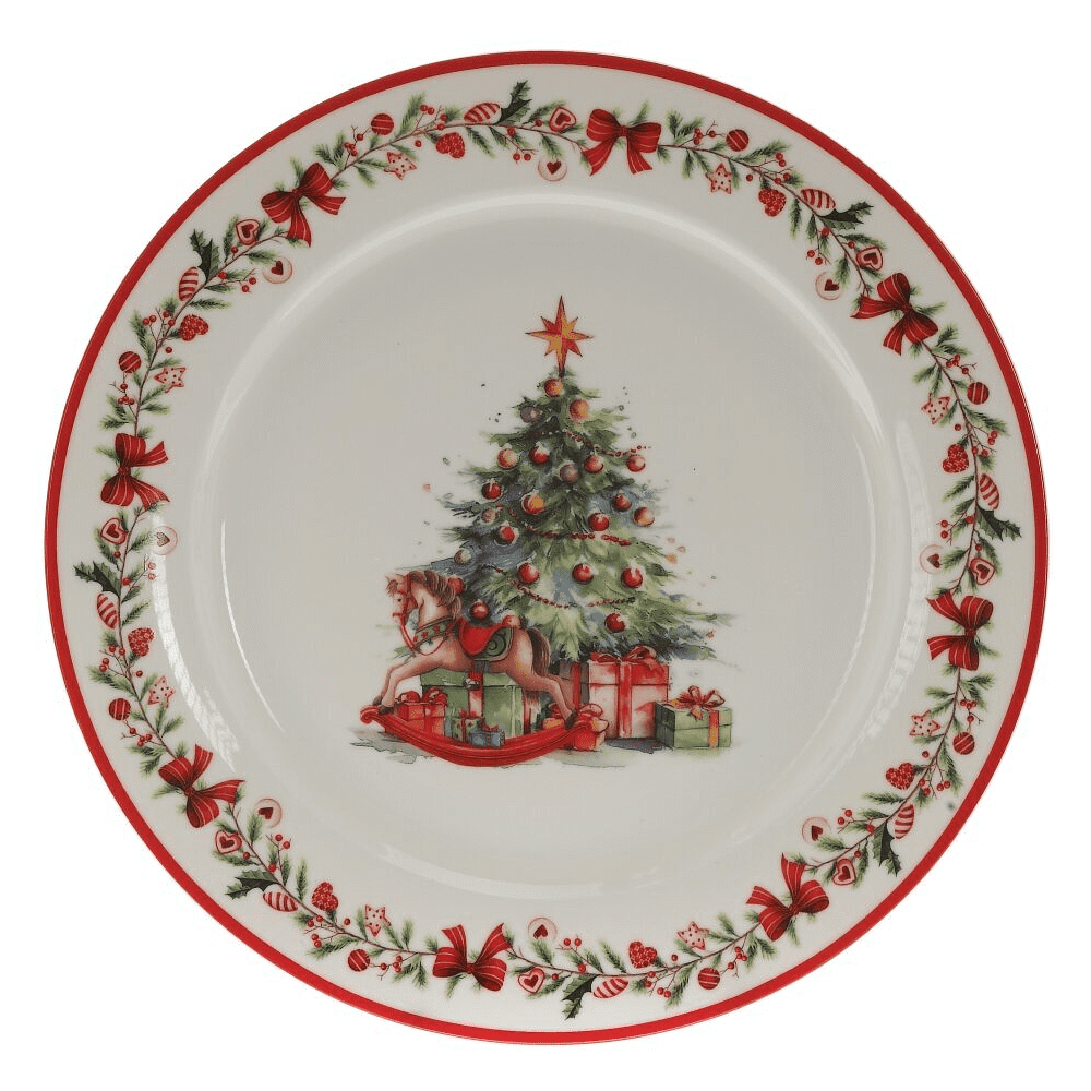 Тарелка фарфоровая "Елка", 26 см, разноцветный